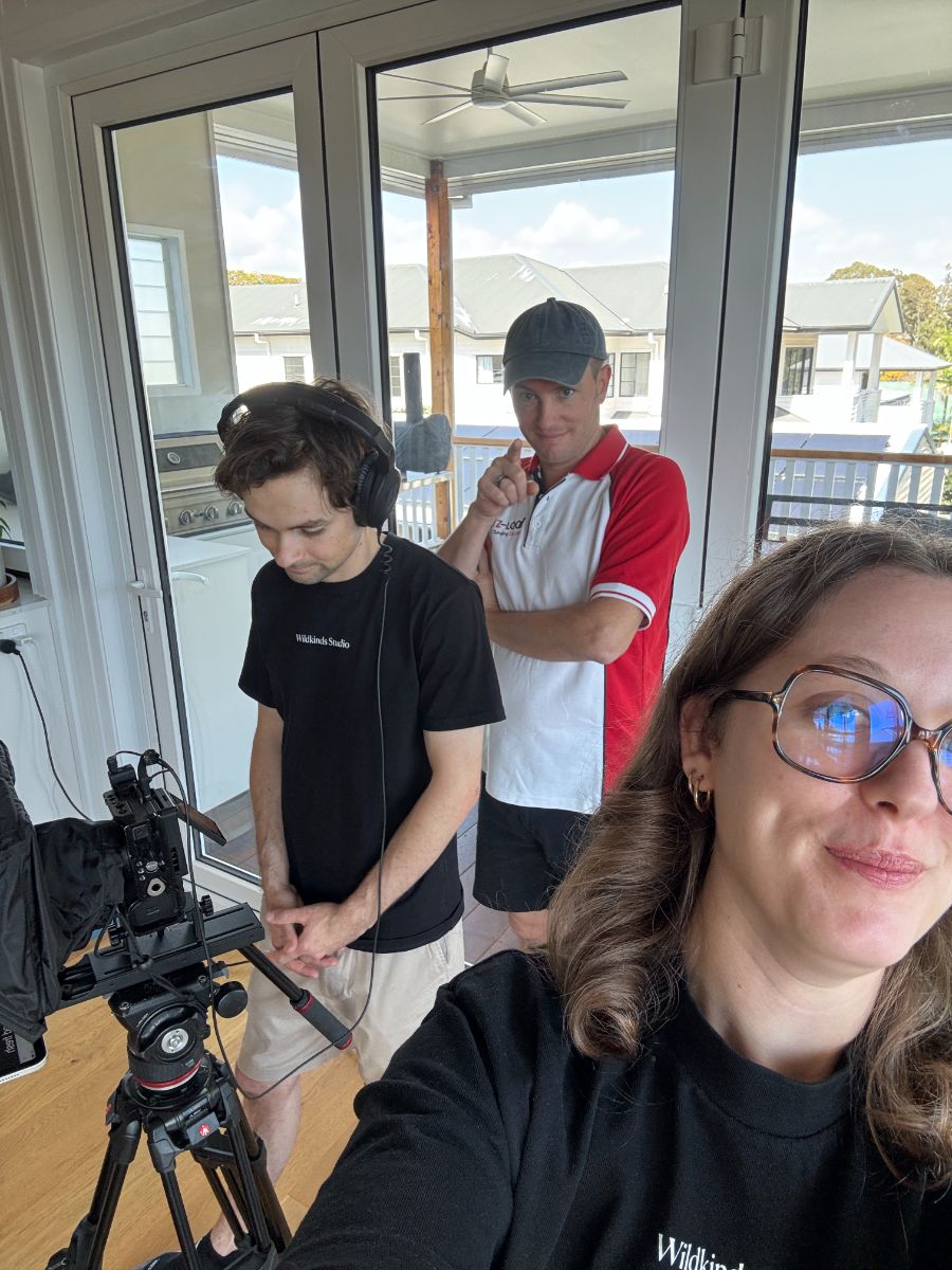 The Wildkinds crew on set with a client